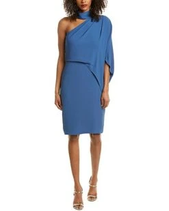 Halston Demi Asymmetrical Midi Dress Women