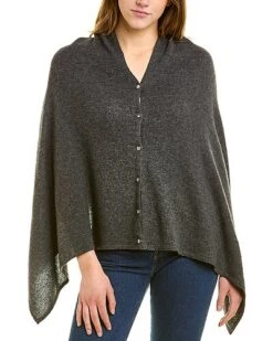 Button Cashmere Poncho Women