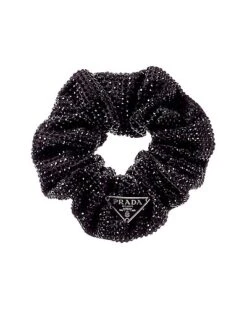 Prada Luminous Crystal Embellished Satin Scrunchie Women