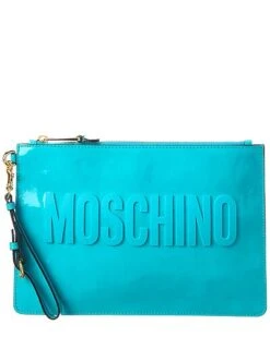 MOSCHINO Logo Patent Wristlet Women