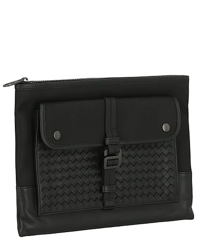 Bottega Veneta Intrecciato Leather & Canvas Clutch Women 4 Bottega Veneta Intrecciato Leather & Canvas Clutch Women - Image 2