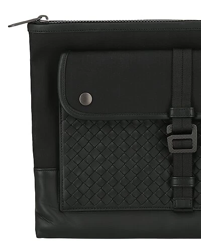 Bottega Veneta Intrecciato Leather & Canvas Clutch Women 5 Bottega Veneta Intrecciato Leather & Canvas Clutch Women - Image 3