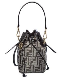 FENDI Mon Tresor Mini FF Tapestry & Leather Bucket Bag Women