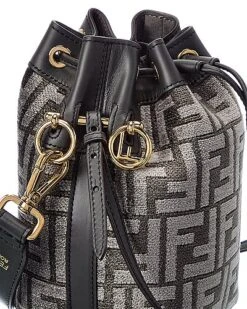 FENDI Mon Tresor Mini FF Tapestry & Leather Bucket Bag Women -Women's Fashion General Store 1111475171 RLLD 3