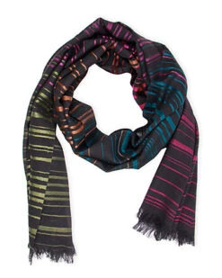 Multi Strip Wool & Silk-Blend Scarf Women