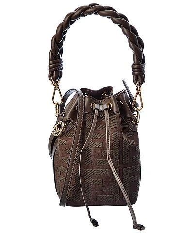 FENDI Mon Tresor Mini Canvas & Leather Bucket Bag Women 3 FENDI Mon Tresor Mini Canvas & Leather Bucket Bag Women