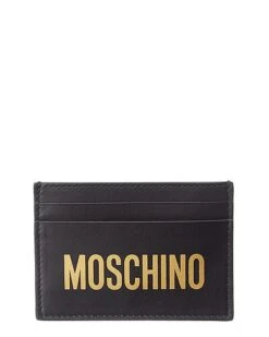 MOSCHINO Logo Print Leather Card Holder Women