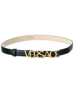 Versace Lettering Logo Leather Belt Women