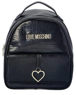 LOVE MOSCHINO Heart Croc-Embossed Backpack Women