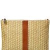 Jenna Leather Straw Clutch Women