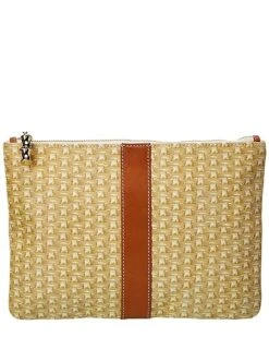 Jenna Leather Straw Clutch Women