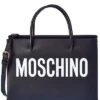 MOSCHINO Logo Printed Small Leather Tote Women