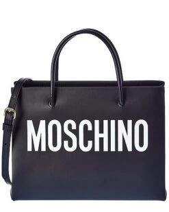 MOSCHINO Logo Printed Small Leather Tote Women