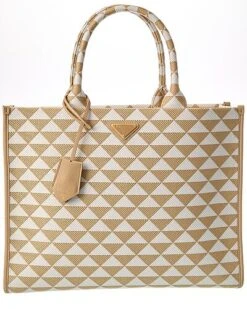Prada Symbole Leather-Trim Tote Women