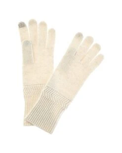 Rringbone Trim Cashmere Gloves Women