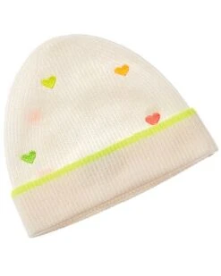 Rainbow Heart Embroidery Cashmere Beanie Women