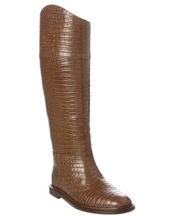 FENDI Karligraphy Croc-Embossed Leather Boot Women