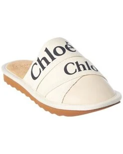 Chloé Woody Canvas & Leather Slipper Women