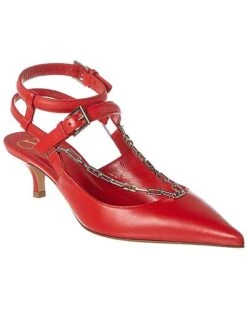 Valentino Chain 45 Leather Ankle Strap Pump Women