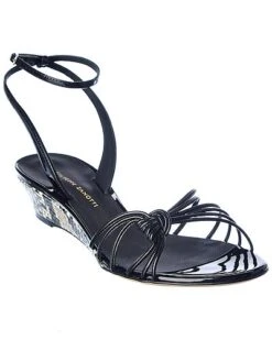 Giuseppe Zanotti Ylenia 30 Python & Patent Wedge Sandal Women