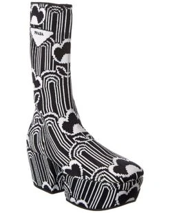 Prada Jacquard Knit Platform Boot Women