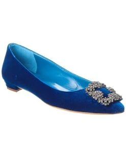 Manolo Blahnik Hangisi Velvet Flat Women