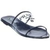 Prada Logo Vinyl & Leather Pointy-Toe Sandal Women