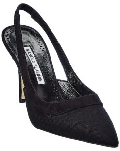 Manolo Blahnik Golpesli 90 Linen Slingback Pump Women