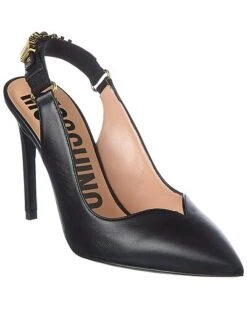MOSCHINO Logo Leather Slingback Pump Women