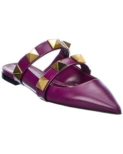 Valentino Roman Stud Leather Flat Women
