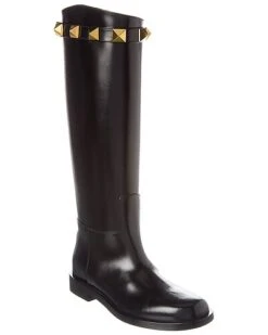 Valentino Roman Stud 15 Leather Knee-High Boot Women