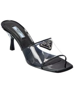 Prada Logo Vinyl & Patent Sandal Women