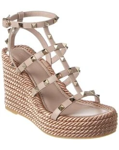 Valentino Rockstud 95 Leather Wedge Sandal Women