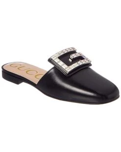 Gucci Crystal G Leather Slipper Women