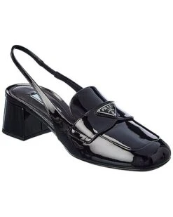 Prada Logo Patent Slingback Pump Women