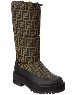 FENDI Signature Leather-Trim Boot Women
