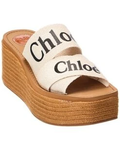Chloé Woody Canvas Wedge Sandal Women