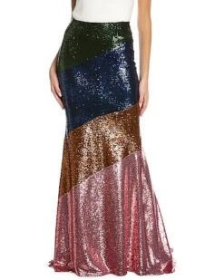 Carolina Herrera Floor Length Seamed Sequin Skirt Women