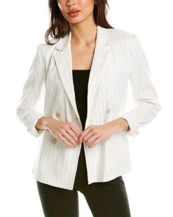 THEORY Double-Breasted Linen-Blend Blazer Women