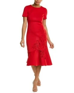 Badgley Mischka Laser Cut Dress Women