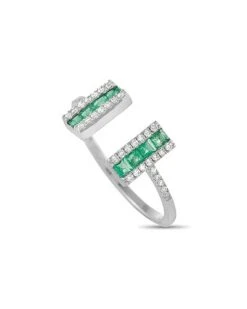 14K 0.16 Ct. Tw. Diamond & Emerald Ring Women