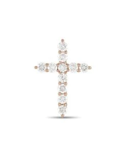 14K Rose Gold 0.42 Ct. Tw. Diamond Cross Pendant Women