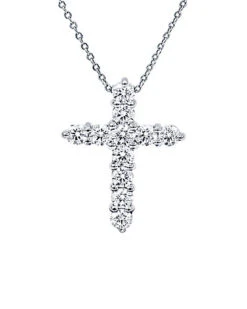Fine Jewelry 18K 1.60 Ct. Tw. Diamond Cross Necklace Women