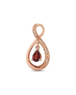 14K Rose Gold Diamond & Garnet Pendant Women