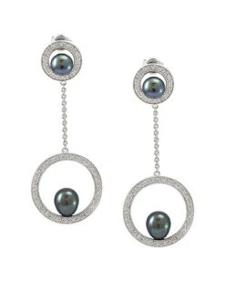 Silver 0.28 Ct. Tw. Diamond Pearl Earrings Women