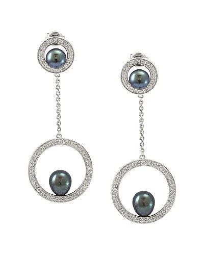 Silver 0.28 Ct. Tw. Diamond Pearl Earrings Women 3 Silver 0.28 Ct. Tw. Diamond Pearl Earrings Women