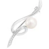 Rhodium Over Silver 8.5-9mm Pearl Brooch Women