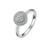 Silver CZ Halo Ring Women