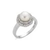 Silver 8.5mm Pearl CZ Ring Women