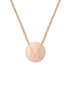 Designs 14K Rose Gold Initial Disc Necklace (A-Z) Women